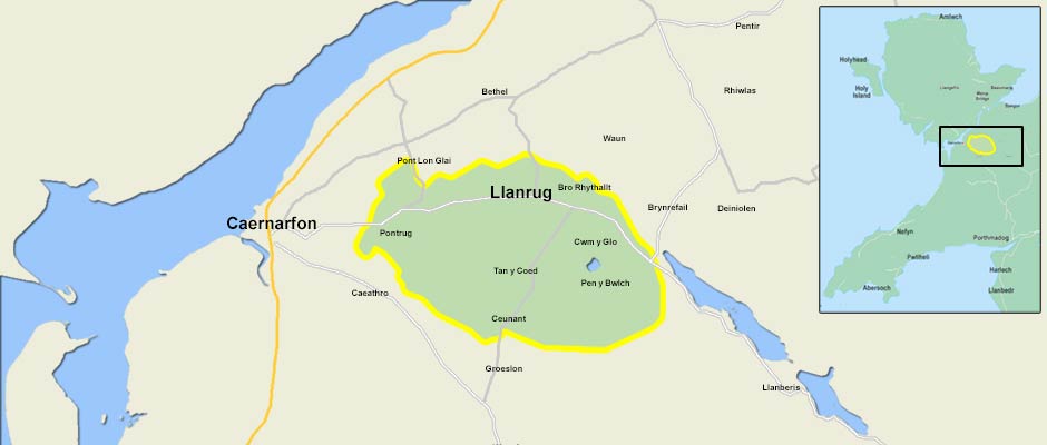 Map Cymuned Llanrug